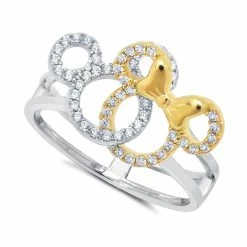 Disney Crislu Ring - Mickey And Minnie Interlocking Icons