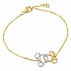 Disney Crislu Bracelet - Mickey And Minnie Interlocking Icons