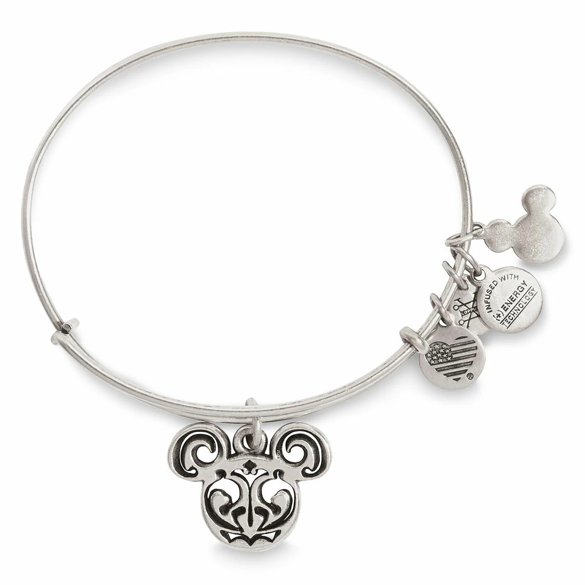 Disney Alex & Ani Bracelet - Filigreed Mickey Icon Bangle - Silver