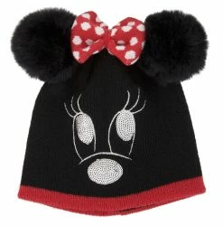 Disney Knit Hat - Minnie Mouse With Plush Ears And Bow - Youth