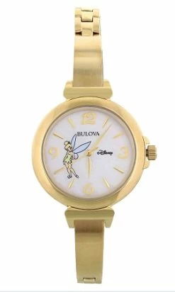 Disney Wrist Watch For Women - Tinker Bell Bangle Bulova - Gold