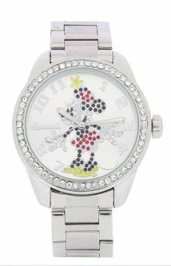 Disney Wrist Watch For Women - Minnie Rhinestone Bezel Link