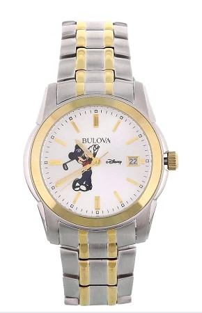 Disney Wrist Watch For Men - Bulova - Golf Mickey - Two-Tone