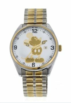 Disney Wrist Watch For Men - Mickey Mouse Expandable - Silver/Gold