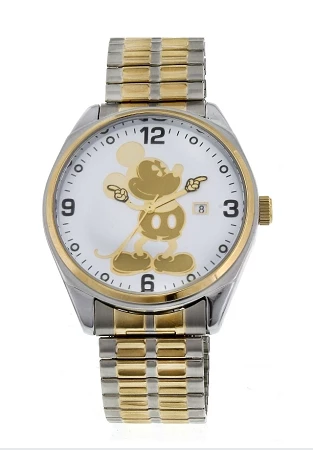Disney Wrist Watch For Men - Mickey Mouse Expandable - Silver/Gold
