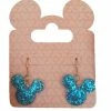 Disney Dangle Earrings - Mickey Mouse Icon - Blue Glitter