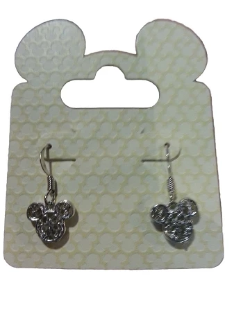 Disney Dangle Earrings - Mickey Mouse Icon Filigree - Silver