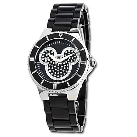 Disney Wrist Watch - Pavé Crystal Mickey Mouse In Black For Women