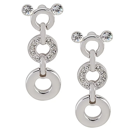 Disney Arribas Earrings - Swarovski Crystal Dangle Circles Mickey Mouse