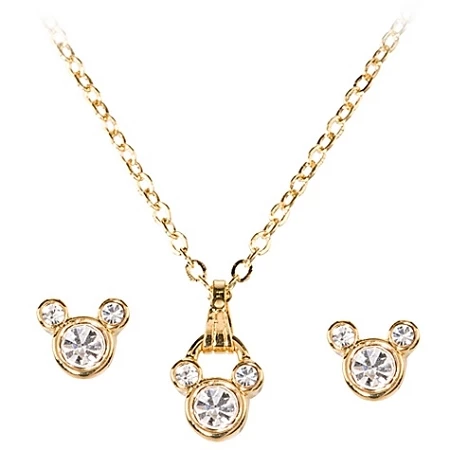 Disney Necklace And Earring Set - Crystal Mickey Mouse -- 3-Pc.