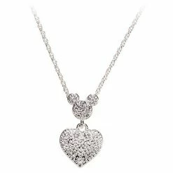 Disney Necklace - Mickey Mouse Icon With Dangle Heart