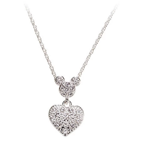 Disney Necklace - Mickey Mouse Icon With Dangle Heart