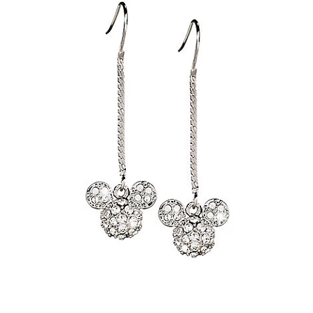 Disney Arribas Earrings - Mickey Mouse Icon Herringbone Chain