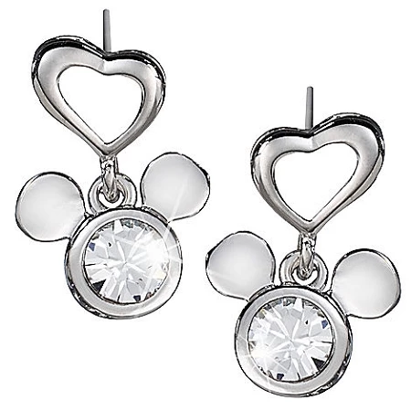 Disney Arribas Earrings - Dangling Heart With Mickey Mouse Icon