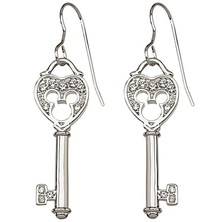 Disney Arribas Earrings - Crystal Key Mickey Mouse - Heart