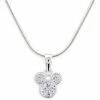 Disney Necklace - Mickey Mouse Icon Crystal Pendant - Silver