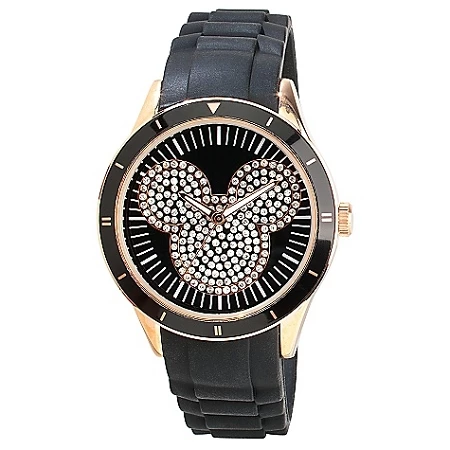Disney Wrist Watch - Silicon Mickey Mouse Icon - Black And Gold