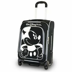 Disney Rolling Luggage - Mickey Mouse Design - Black And White - 20"