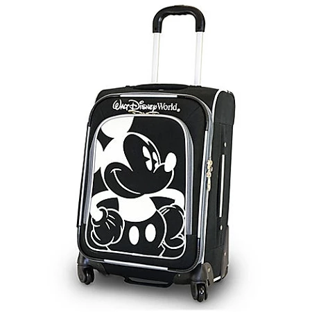 Disney Rolling Luggage - Mickey Mouse Design - Black And White - 20"