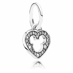 Disney Pandora Charm - Mickey Mouse Silhouette Heart Dangle