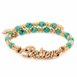 Disney Alex And Ani Charm Bracelet - Believe Wrap - Gold And Teal