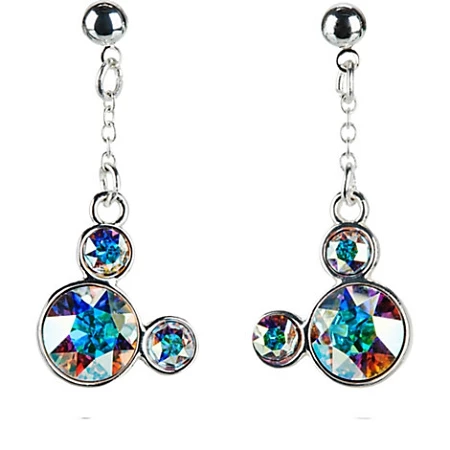 Disney Dangle Earrings - Crystal Mickey Mouse Icon - Clear
