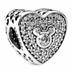 Disney Pandora Charm - Mickey And Minnie Heart - Cubic Zirconia