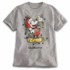 Disney Shirt For BOYS - Santa Mickey Mouse Christmas Lights