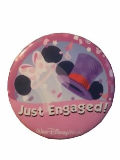 Disney Souvenir Button - Just Engaged - Ear Hats
