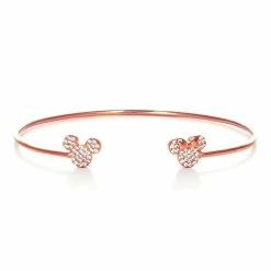 Disney CRISLU Cuff Bracelet - Mickey And Minnie - Rose Gold