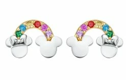 Disney Crislu Earrings - Mickey And Minnie Mouse Rainbow