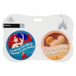 Disney Souvenir Button Set - Ariel And Rose Gold - Set Of 2
