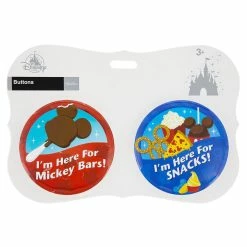 Disney Souvenir Button Set - Mickey Bars And Snacks - Set Of 2
