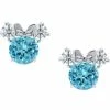Disney Crislu Earrings For Kids - Minnie Mouse Birthstone - Platinum