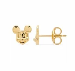 Disney Crislu Earrings - Mickey Mouse Face - Platinum Or Gold