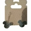 Disney Dangle Earrings - Mickey Mouse Layered Icon - Glitter Silver
