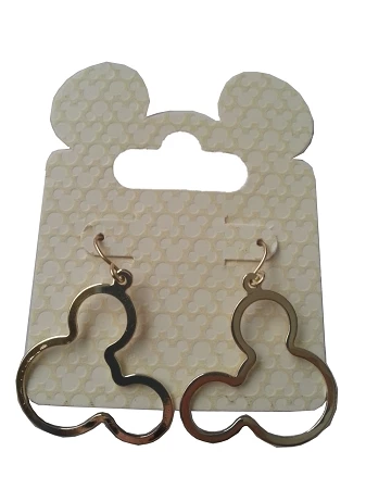 Disney Dangle Earrings - Mickey Mouse Icon Outline - Gold