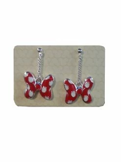 Disney Dangle Earrings - Minnie Mouse Bow - Red