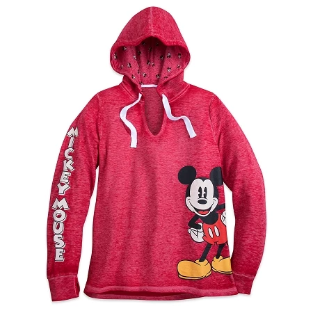 Disney Pullover For Women - Classic Mickey Mouse Hooded Top - Red