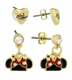 Disney Earrings Set - Dots And Dashes - Minnie Mouse Ear Hats & Hearts