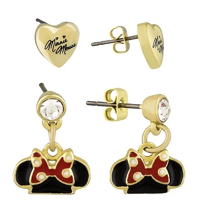 Disney Earrings Set - Dots And Dashes - Minnie Mouse Ear Hats & Hearts