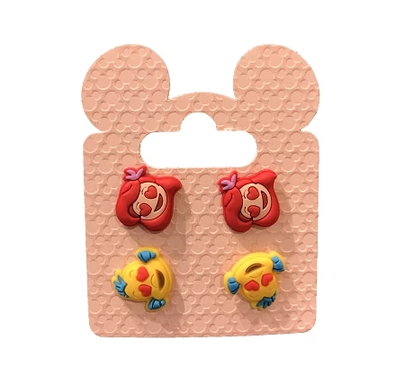 Disney Earrings Set - Emoji Ariel And Flounder - Set Of 2