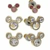 Disney Post Earrings Set - Mickey Mouse Icons - Pink And Clear