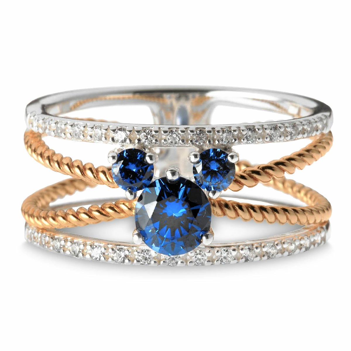 Disney Rebecca Hook Ring - Blue Mickey Mouse Icon With Rhinestones