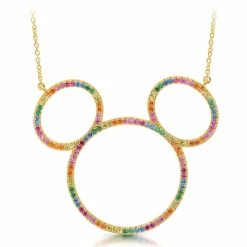 Disney Crislu Necklace - Mickey Mouse Rainbow Icon Outline