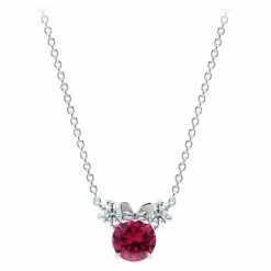 Disney Crislu Necklace - Minnie Mouse Birthstone - Platinum