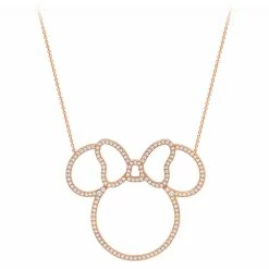 Disney Crislu Necklace - Minnie Mouse Pavé Icon Outline - Rose Gold