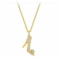 Disney Crislu Necklace - Cinderella Pavé Slipper - Gold