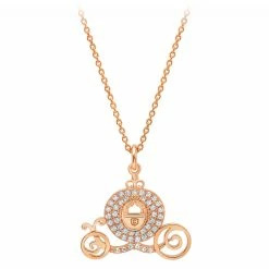 Disney Crislu Necklace - Cinderella Pavé Pumpkin Coach - Rose Gold