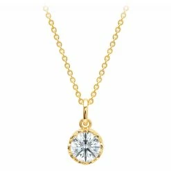 Disney Crislu Necklace - Cinderella Faceted Slipper - Gold